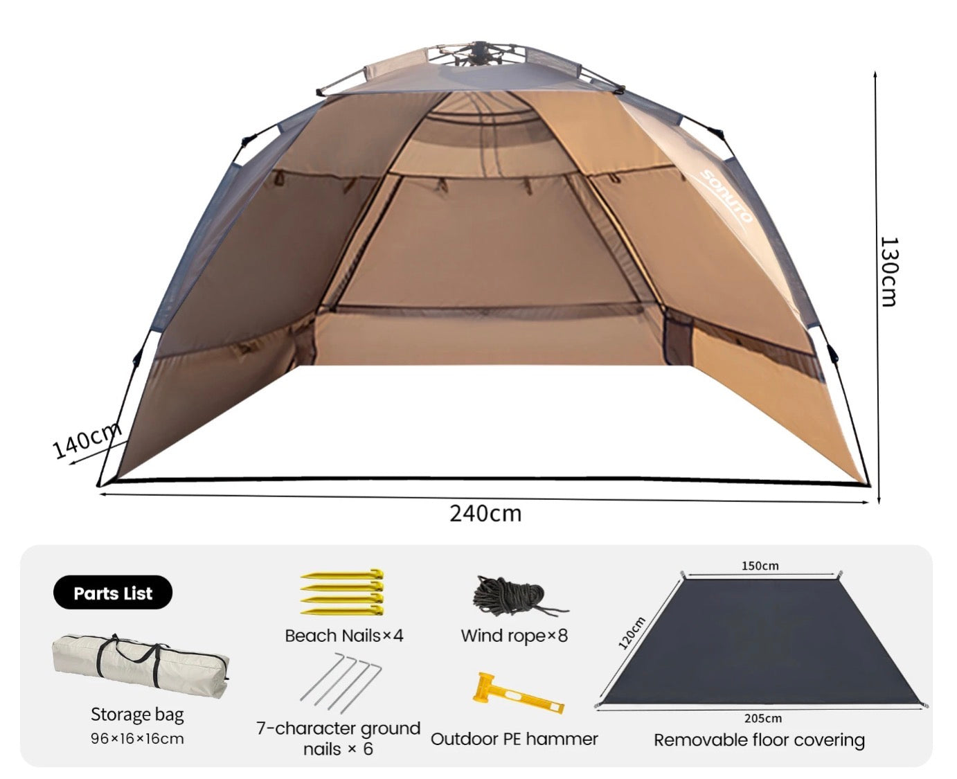 Outdoor 2-3 Person One-Touch Camping Tent