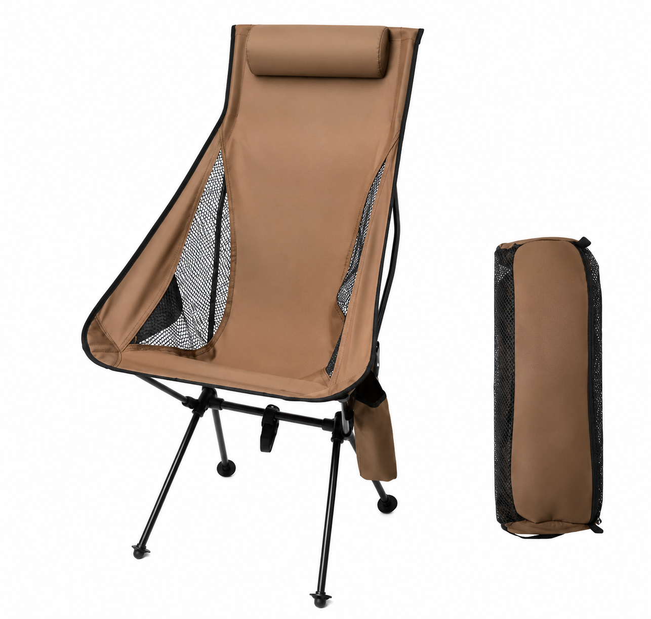 Lightweight Foldable Camping Chair with Headrest