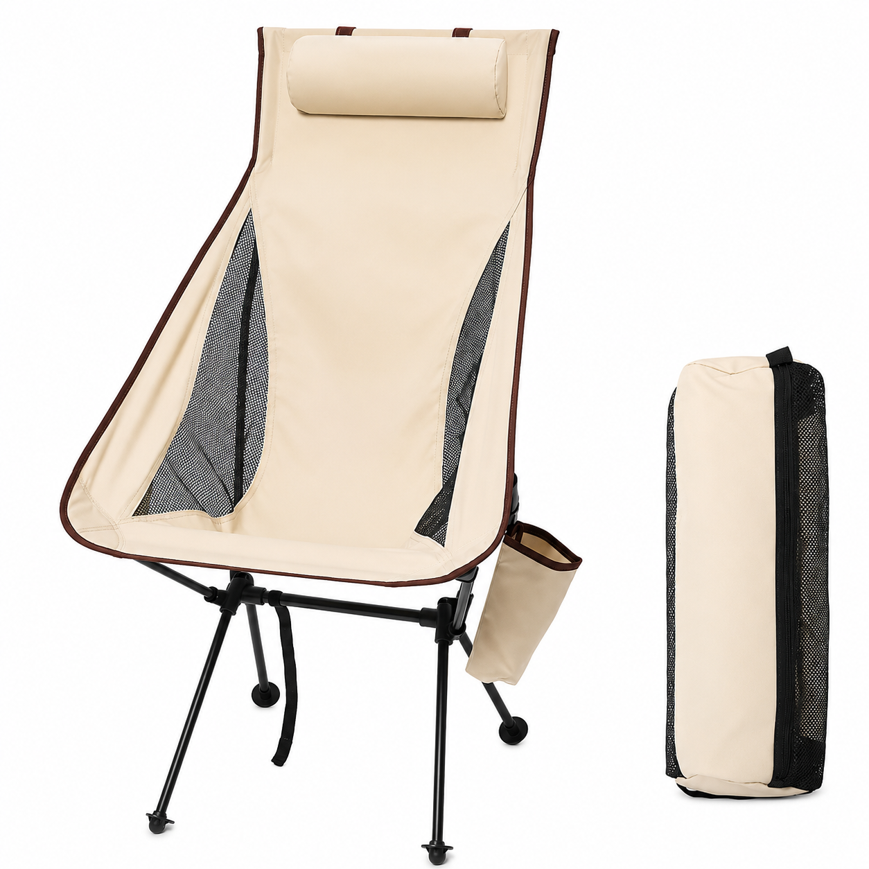 Lightweight Foldable Camping Chair with Headrest