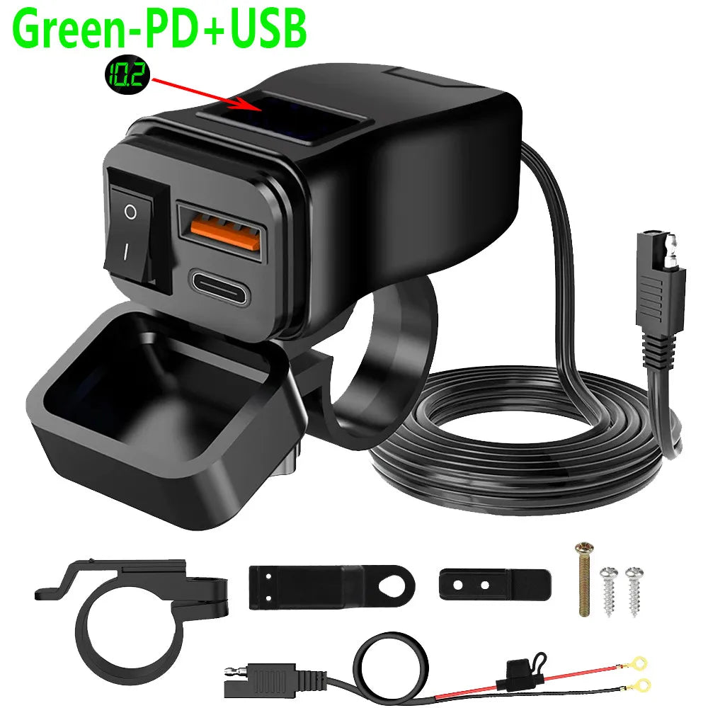 Motorcycle Attachable 60W USB Fast Charger