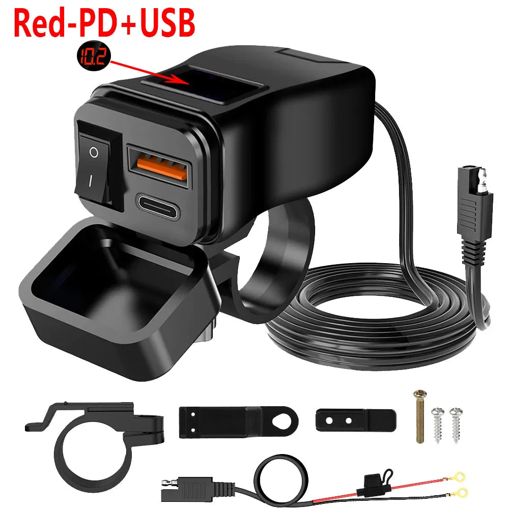Motorcycle Attachable 60W USB Fast Charger